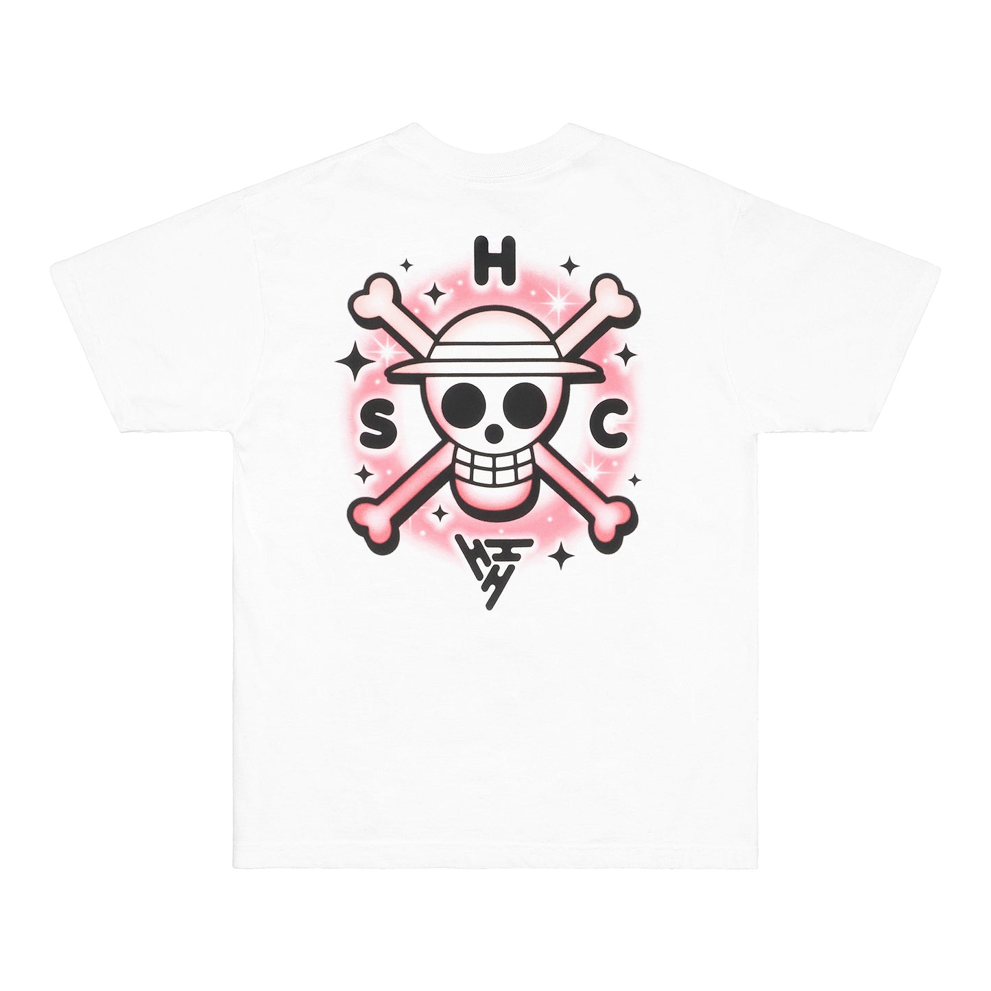 ONE PIECE AIR BRUSH JOLLY ROGER SHIRT (WHITE)