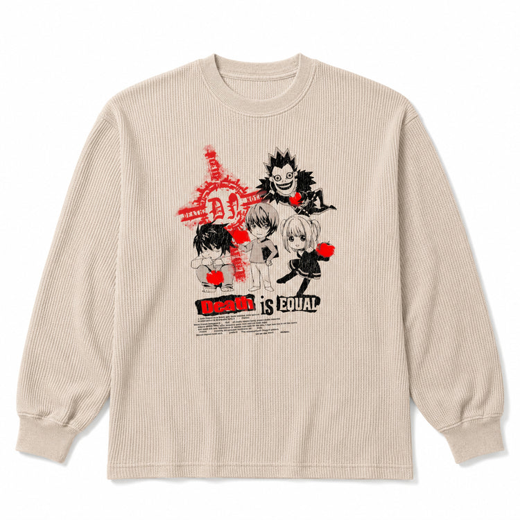 DEATH NOTE CHIBI THERMAL LONG SLEEVE SHIRT (CREAM)