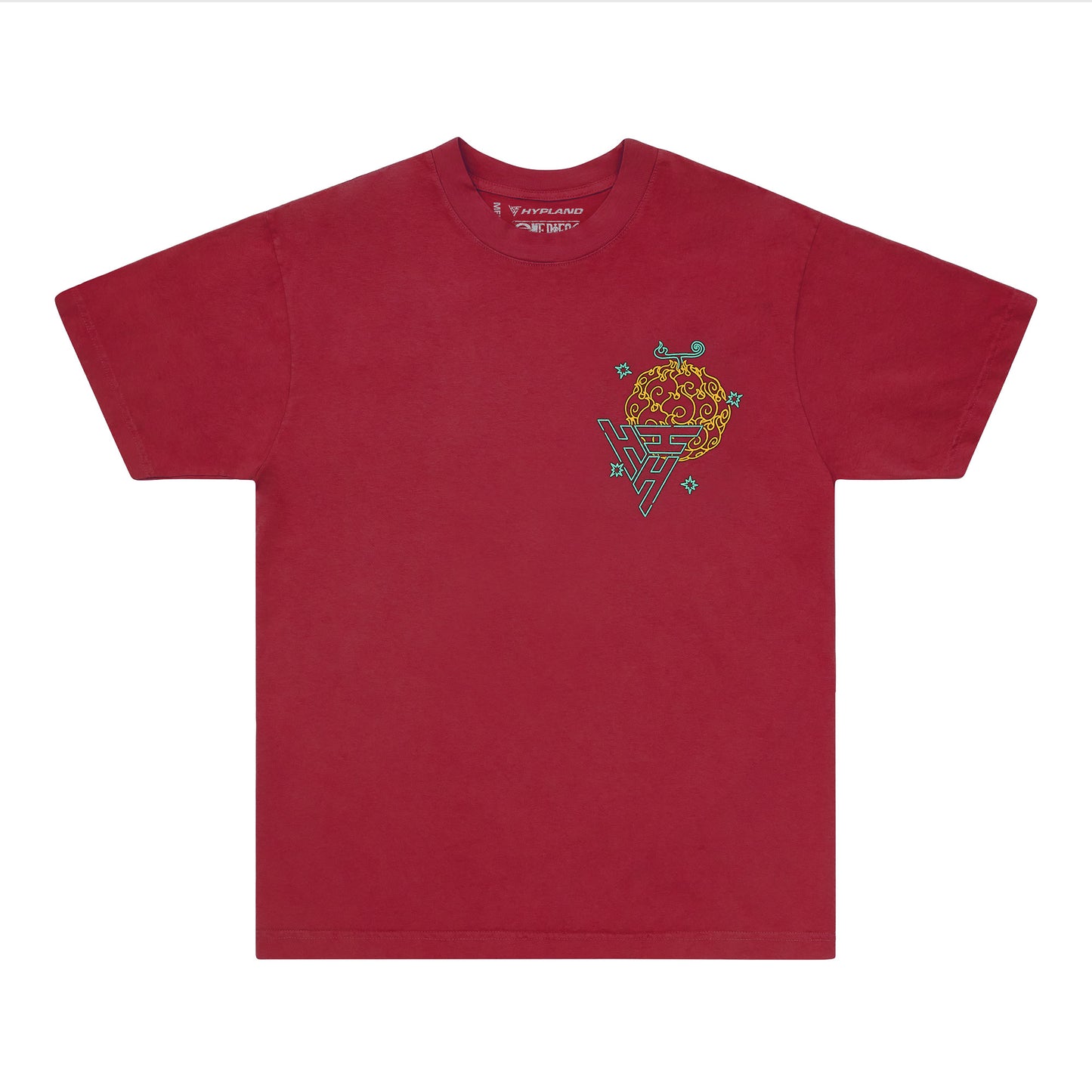 ONE PIECE NEON FLAME SHIRT (DARK RED)