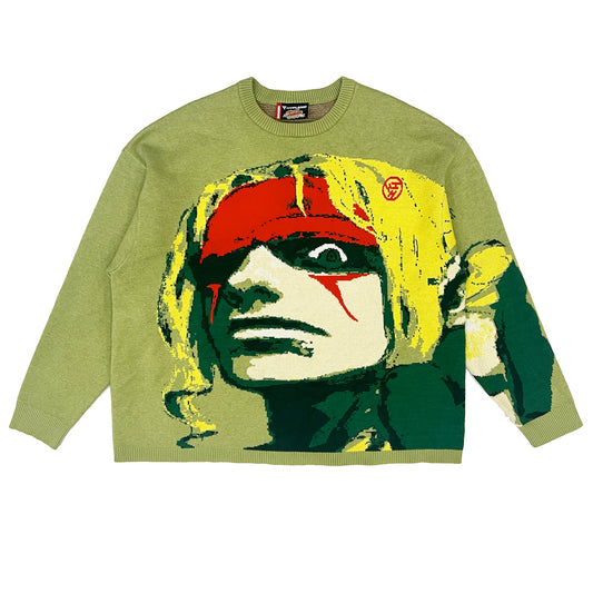 STREET FIGHTER ALEX CROPPED SWEATER (GREEN)