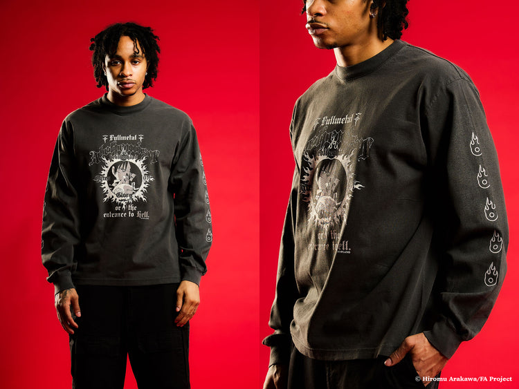 FMAB MUSTANG FLAME LONG SLEEVE SHIRT (VINTAGE GREY)