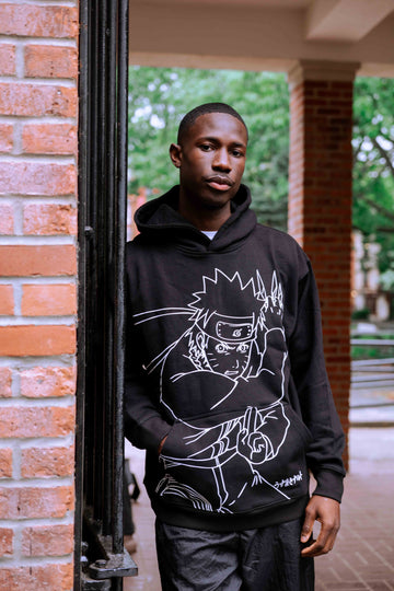 SHIPPUDEN NARUTO SINGLE LINE HOODIE (BLACK)