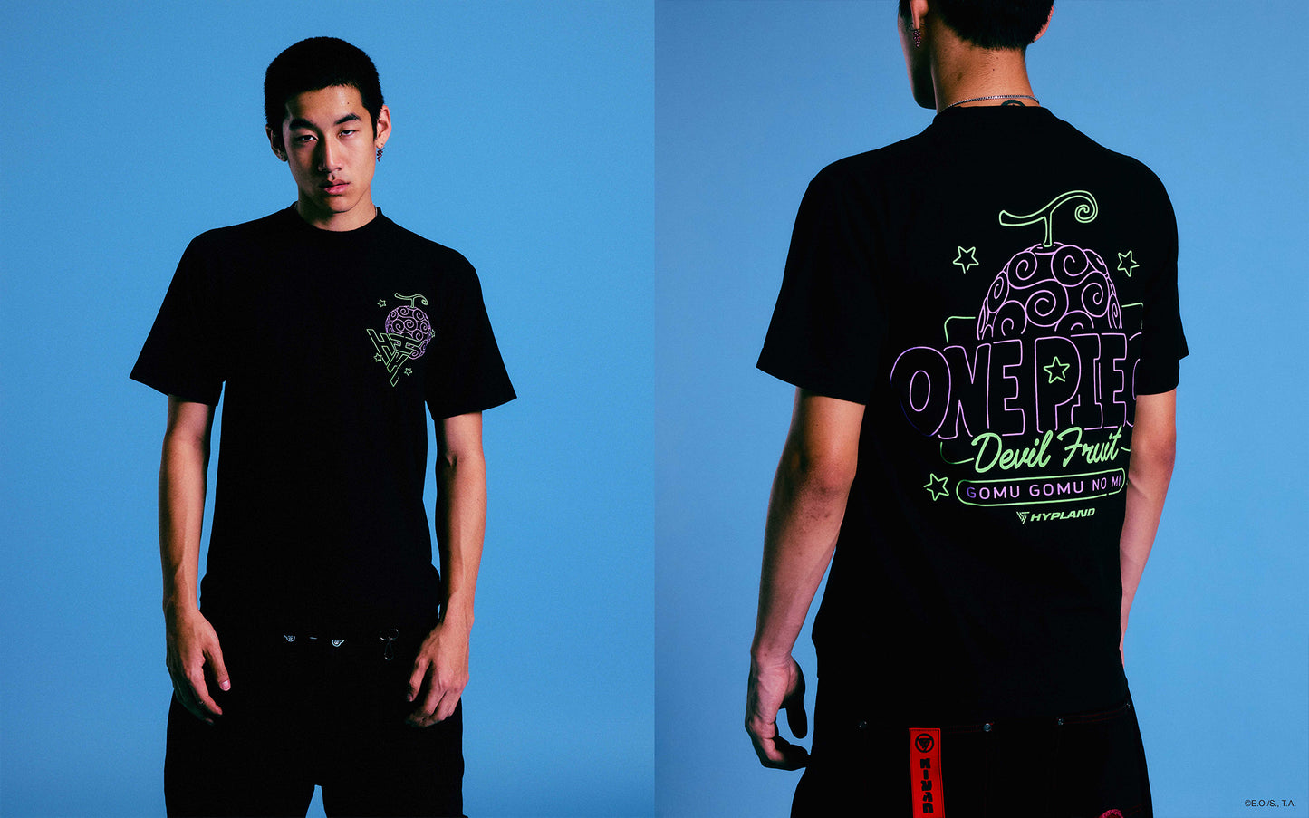 ONE PIECE NEON GOMU SHIRT (BLACK)