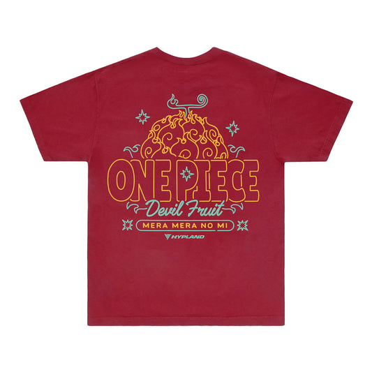 ONE PIECE NEON FLAME SHIRT (DARK RED)