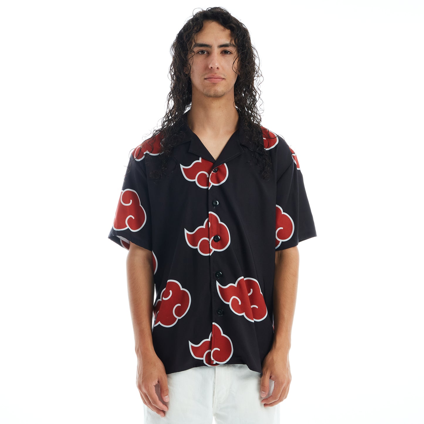 NARUTO AKATSUKI BUTTON UP SHIRT (BLACK)