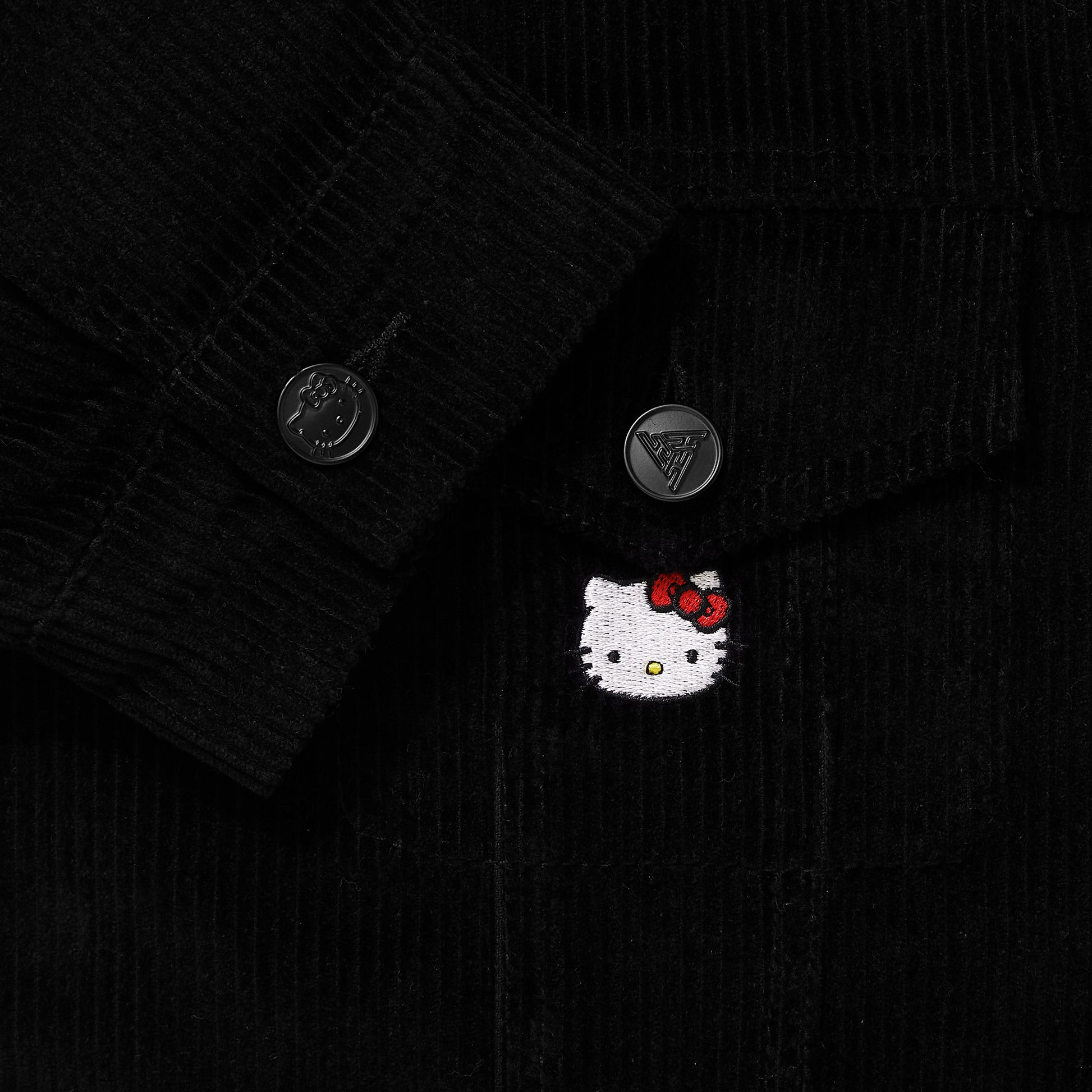 Hello Kitty x ASOS DESIGN colour block denim jacket with embroidery detail