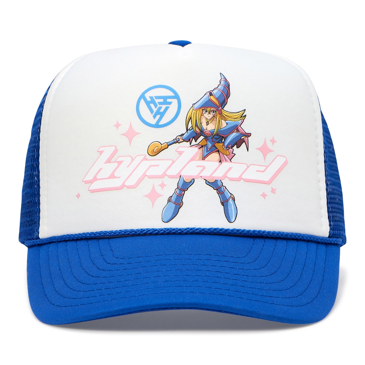 YUGIOH DARK MAGICIAN GIRL TRUCKER HAT (BLUE/WHITE)
